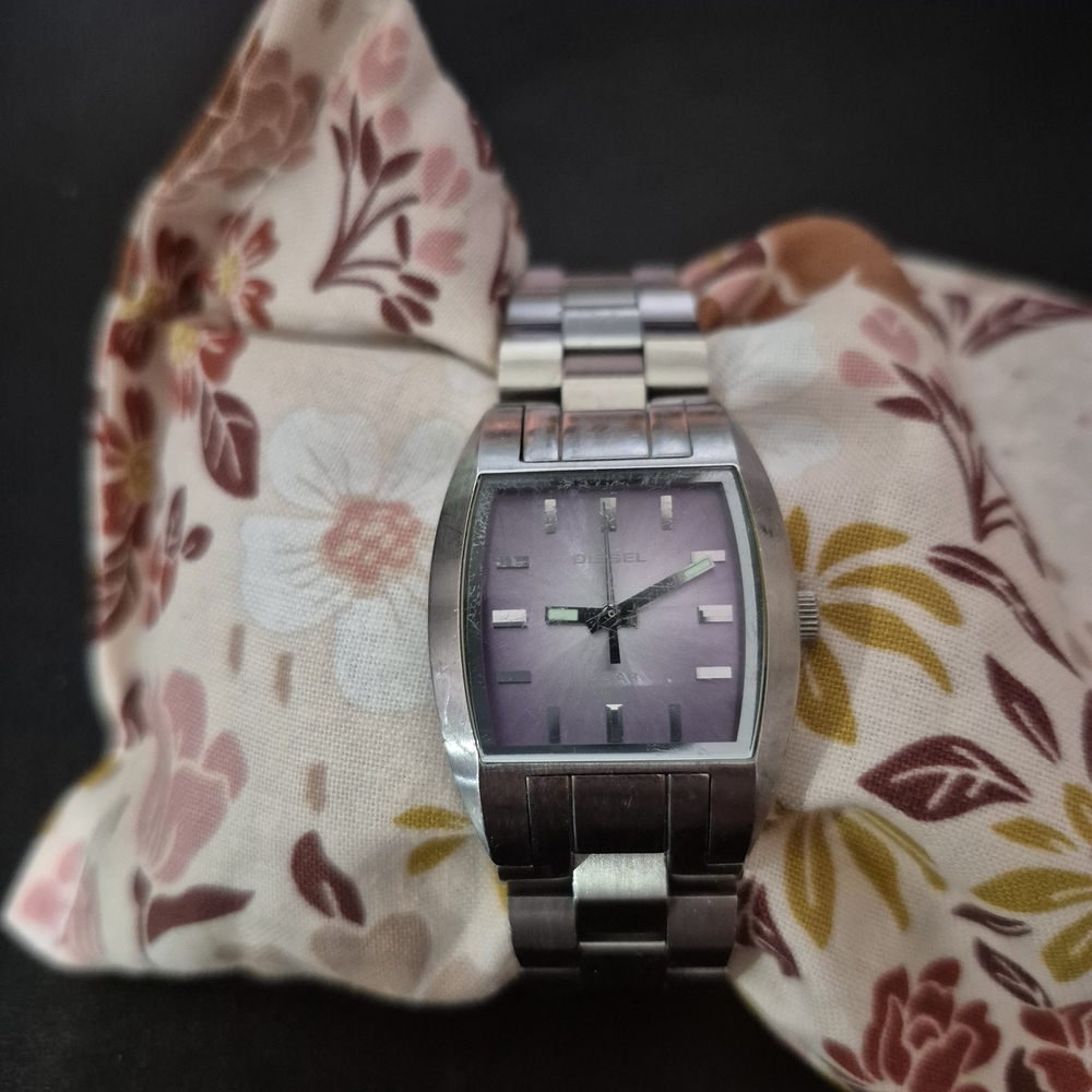 Diesel Silver Watch with Purple Dial